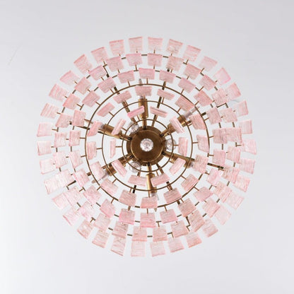 Hand-Blown Pink Murano Glass Ceiling Chandelier