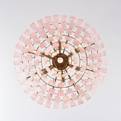 Hand-Blown Pink Murano Glass Ceiling Chandelier