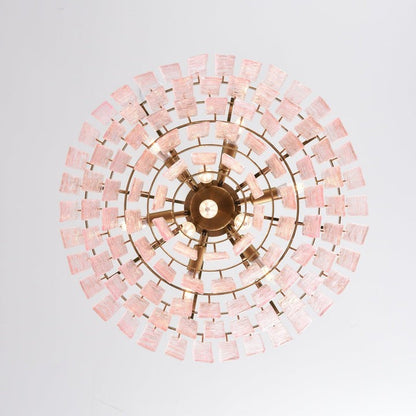Hand-Blown Pink Murano Glass Ceiling Chandelier