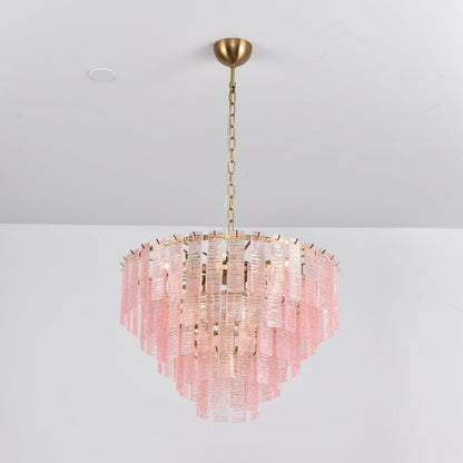 Hand-Blown Pink Murano Glass Ceiling Chandelier