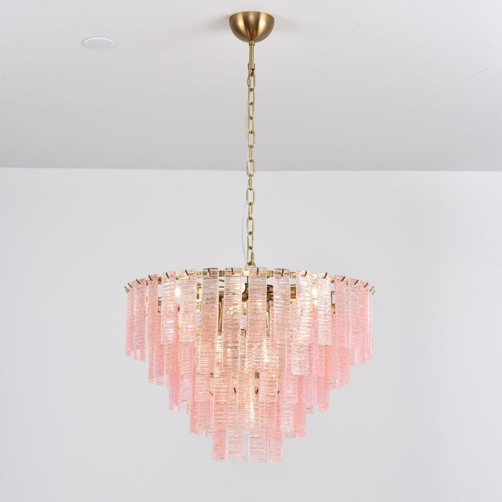 Hand-Blown Pink Murano Glass Ceiling Chandelier