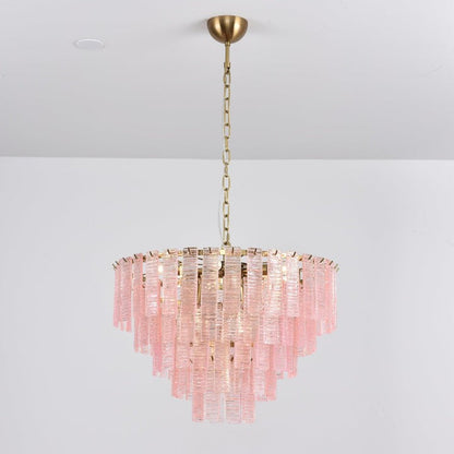 Hand-Blown Pink Murano Glass Ceiling Chandelier