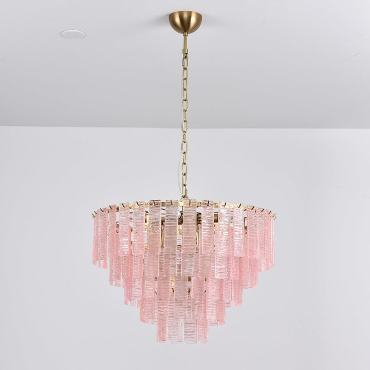 Hand-Blown Pink Murano Glass Ceiling Chandelier