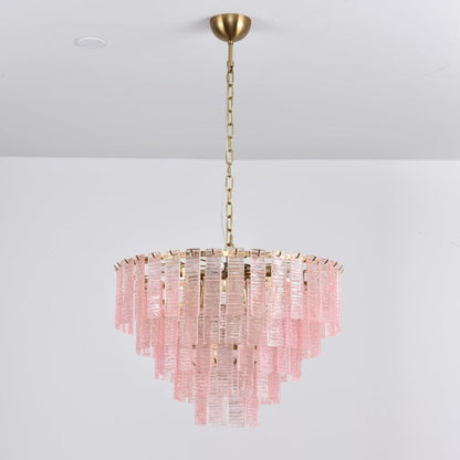 Hand-Blown Pink Murano Glass Ceiling Chandelier