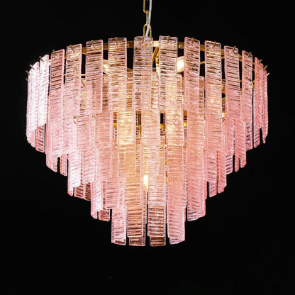 Hand-Blown Pink Murano Glass Ceiling Chandelier