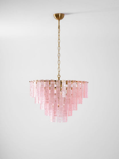 Hand-Blown Pink Murano Glass Ceiling Chandelier