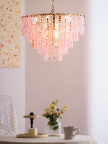 Hand-Blown Pink Murano Glass Ceiling Chandelier