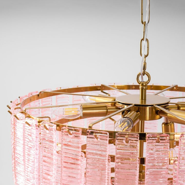 Hand-Blown Pink Murano Glass Ceiling Chandelier