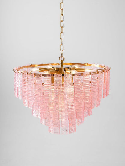Hand-Blown Pink Murano Glass Ceiling Chandelier