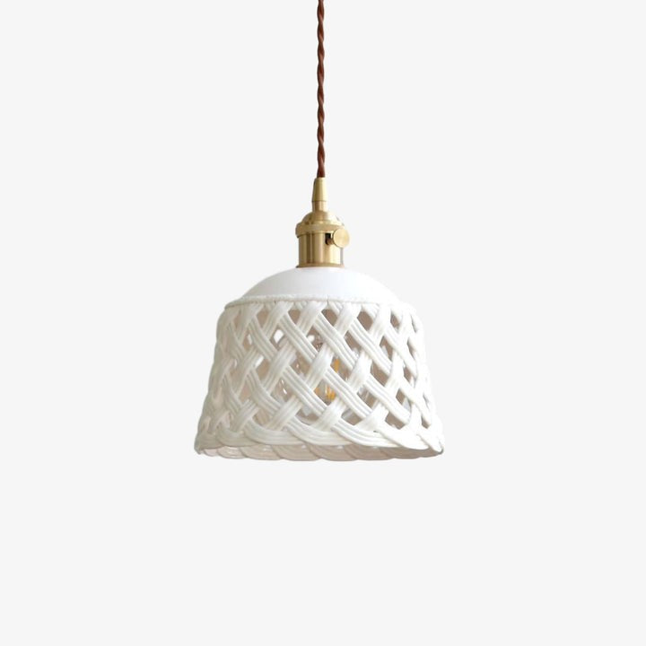 Hand-Carved White Ceramic Pendant Light