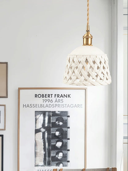 Hand-Carved White Ceramic Pendant Light