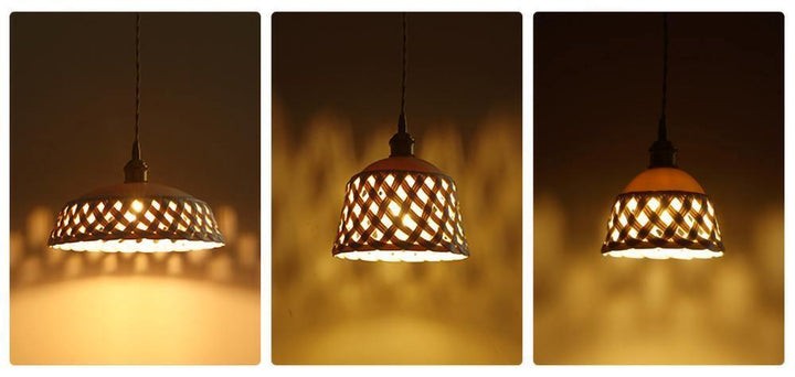 Hand-Carved White Ceramic Pendant Light
