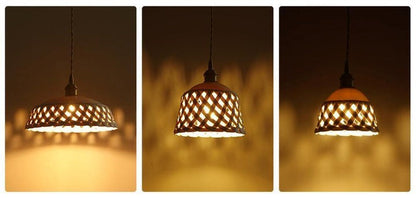 Hand-Carved White Ceramic Pendant Light