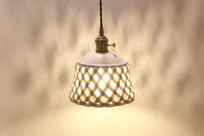 Hand-Carved White Ceramic Pendant Light
