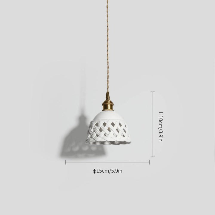 Hand-Carved White Ceramic Pendant Light