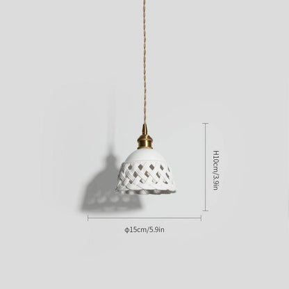 Hand-Carved White Ceramic Pendant Light