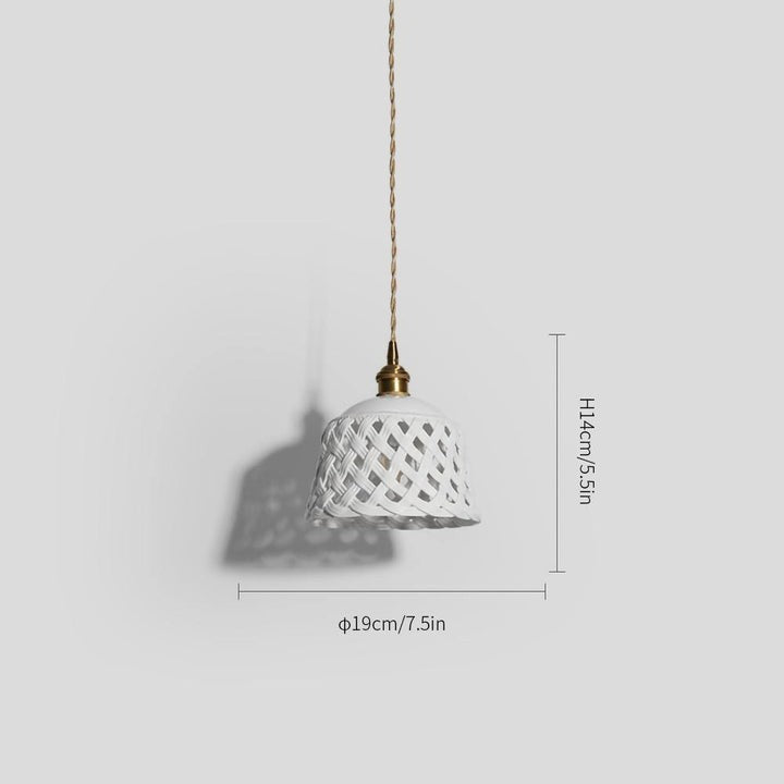 Hand-Carved White Ceramic Pendant Light