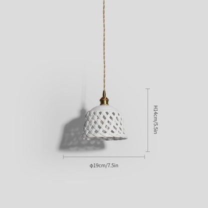 Hand-Carved White Ceramic Pendant Light