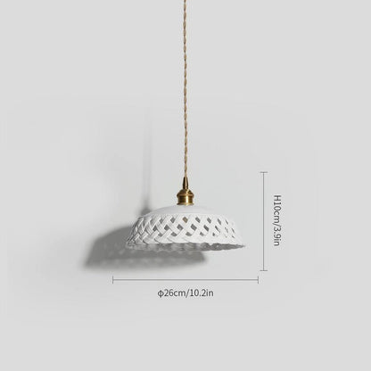 Hand-Carved White Ceramic Pendant Light