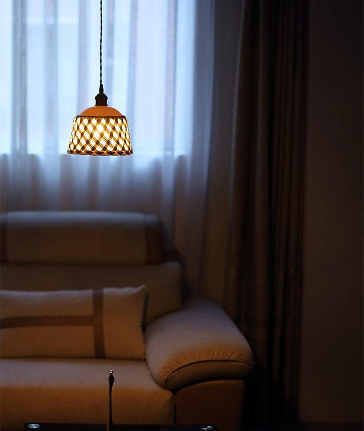 Hand-Carved White Ceramic Pendant Light