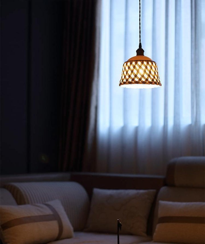 Hand-Carved White Ceramic Pendant Light