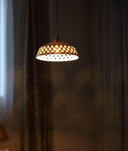 Hand-Carved White Ceramic Pendant Light