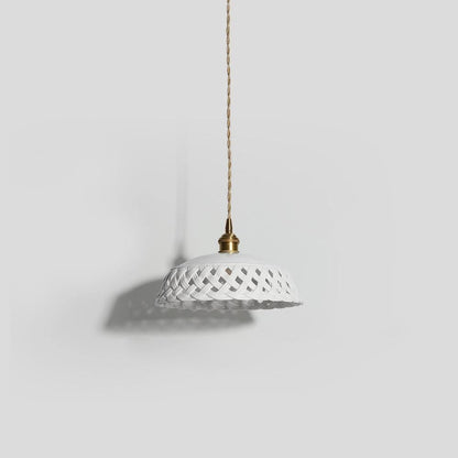 Hand-Carved White Ceramic Pendant Light