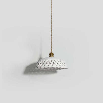 Hand-Carved White Ceramic Pendant Light