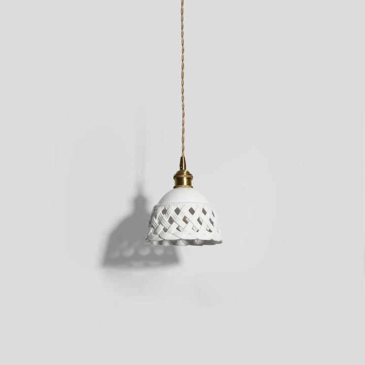 Hand-Carved White Ceramic Pendant Light