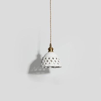 Hand-Carved White Ceramic Pendant Light