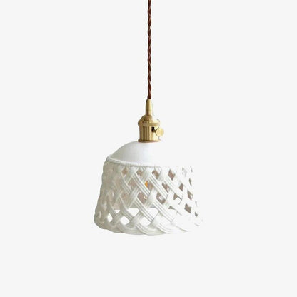 Hand-Carved White Ceramic Pendant Light