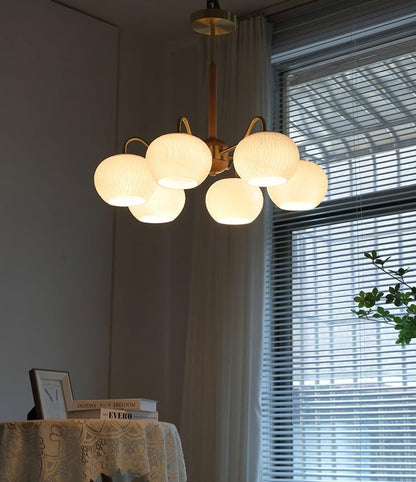 Handcrafted Brass & Wood LED Chandelier – 3 & 6-Light Ceiling Fixture