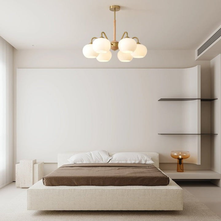 Handcrafted Brass & Wood LED Chandelier – 3 & 6-Light Ceiling Fixture