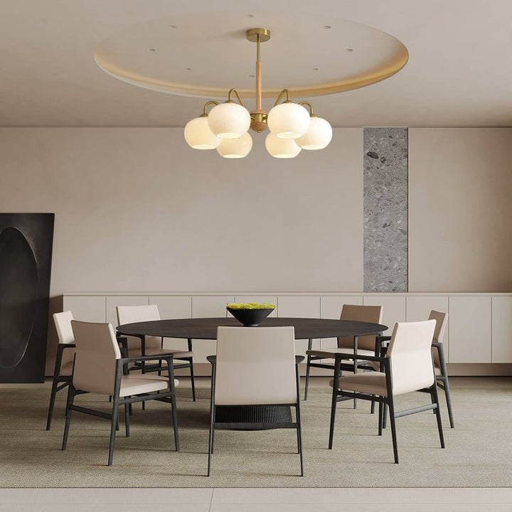 Handcrafted Brass & Wood LED Chandelier – 3 & 6-Light Ceiling Fixture