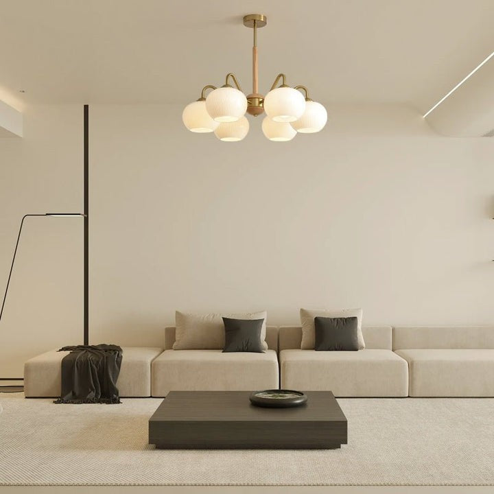 Handcrafted Brass & Wood LED Chandelier – 3 & 6-Light Ceiling Fixture