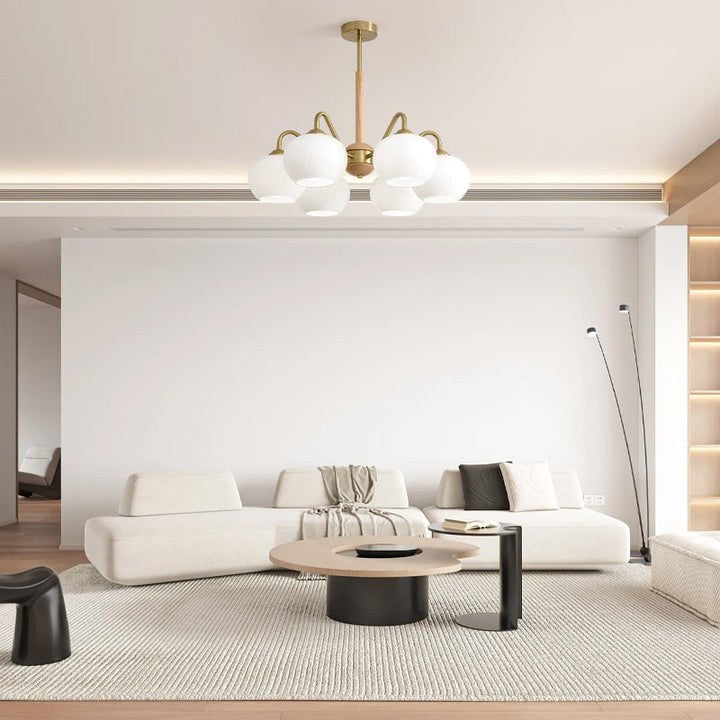 Handcrafted Brass & Wood LED Chandelier – 3 & 6-Light Ceiling Fixture