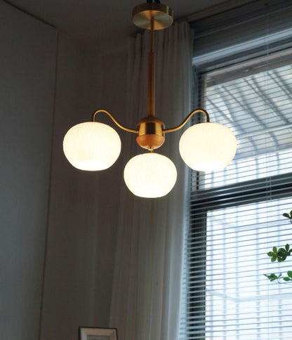 Handcrafted Brass & Wood LED Chandelier – 3 & 6-Light Ceiling Fixture
