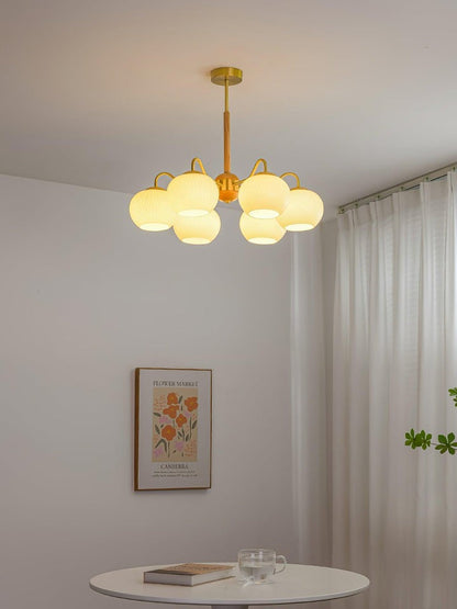 Handcrafted Brass & Wood LED Chandelier – 3 & 6-Light Ceiling Fixture