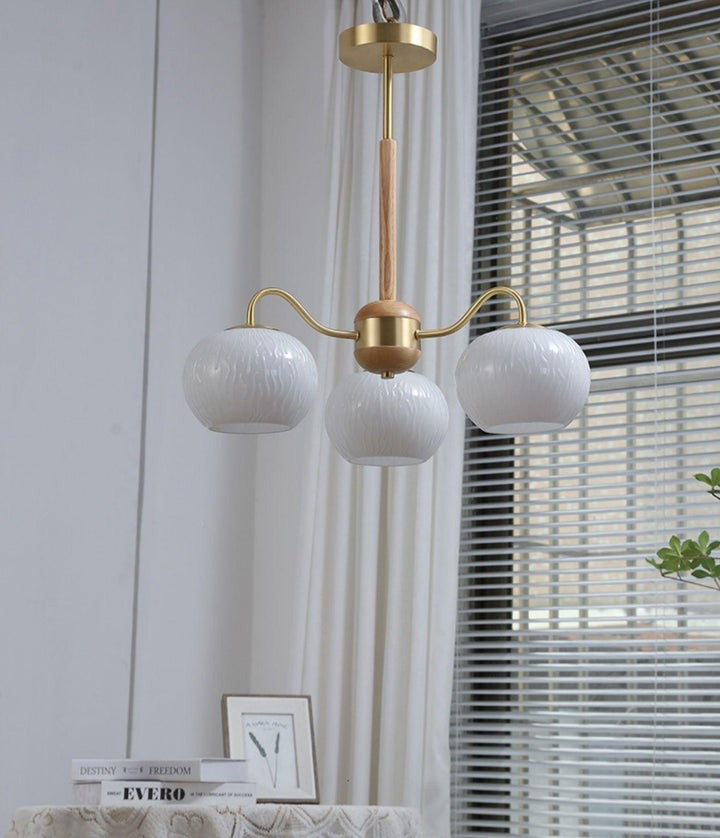 Handcrafted Brass & Wood LED Chandelier – 3 & 6-Light Ceiling Fixture