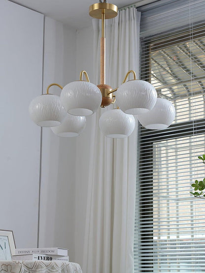 Handcrafted Brass & Wood LED Chandelier – 3 & 6-Light Ceiling Fixture