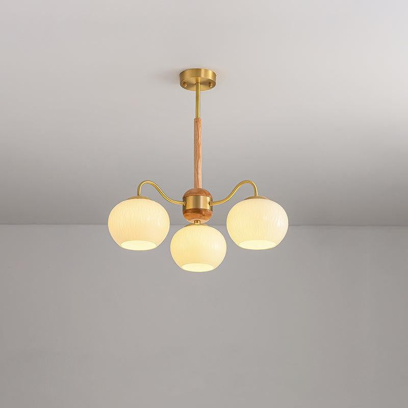 Handcrafted Brass & Wood LED Chandelier – 3 & 6-Light Ceiling Fixture