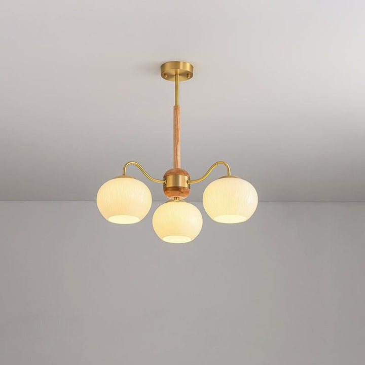 Handcrafted Brass & Wood LED Chandelier – 3 & 6-Light Ceiling Fixture
