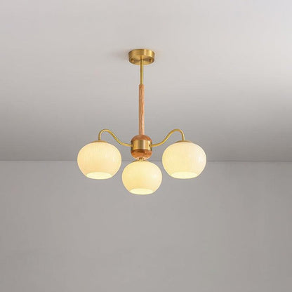 Handcrafted Brass & Wood LED Chandelier – 3 & 6-Light Ceiling Fixture