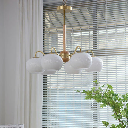 Handcrafted Brass & Wood LED Chandelier – 3 & 6-Light Ceiling Fixture