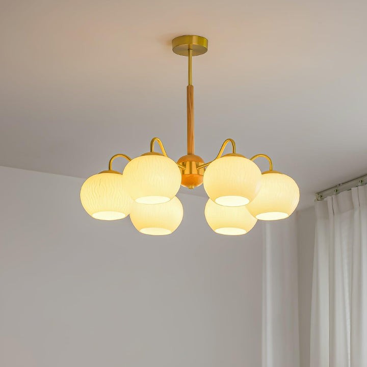 Handcrafted Brass & Wood LED Chandelier – 3 & 6-Light Ceiling Fixture