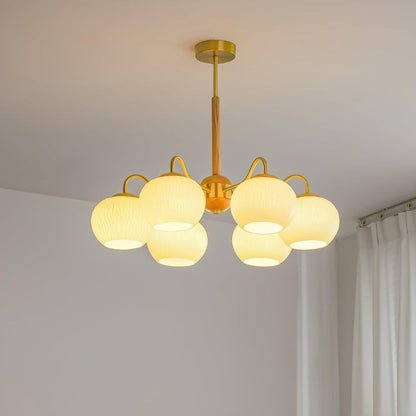Handcrafted Brass & Wood LED Chandelier – 3 & 6-Light Ceiling Fixture
