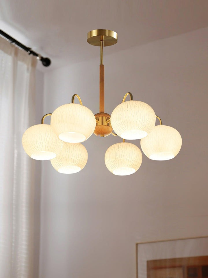 Handcrafted Brass & Wood LED Chandelier – 3 & 6-Light Ceiling Fixture