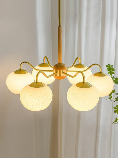 Handcrafted Brass & Wood LED Chandelier – 3 & 6-Light Ceiling Fixture