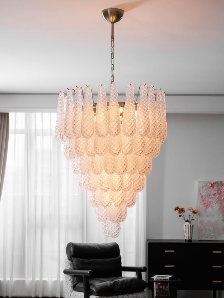 Handcrafted Glass Droplet Cascade Chandelier