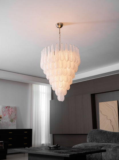 Handcrafted Glass Droplet Cascade Chandelier